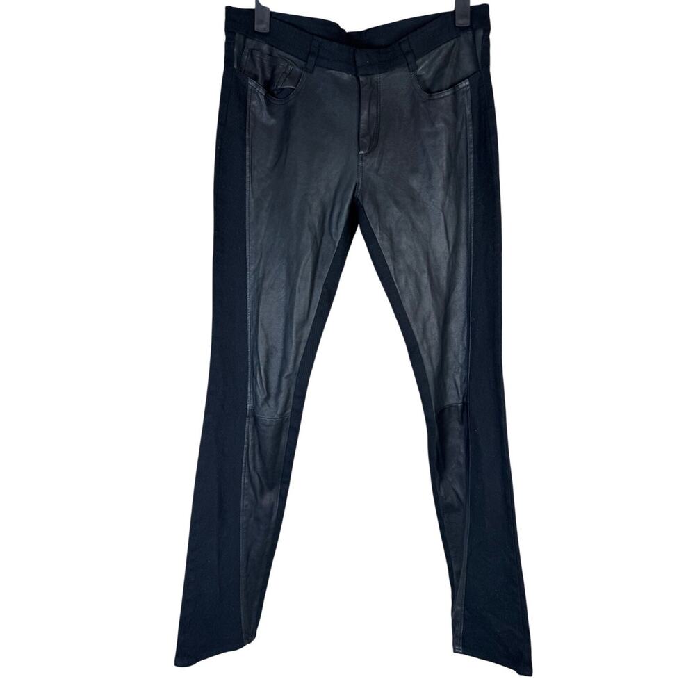Helmut‎ Lang Womens Leather Front Skinny Pants 27 Black Moto Edgy Goth Festival